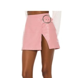 For Love & Lemons Pink Faux Leather Skirt - Small